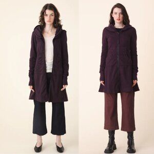 PRAIRIE UNDERGROUND Long Cloak Hoodie Coat in Ink Pot Deep Purple Women S Boho